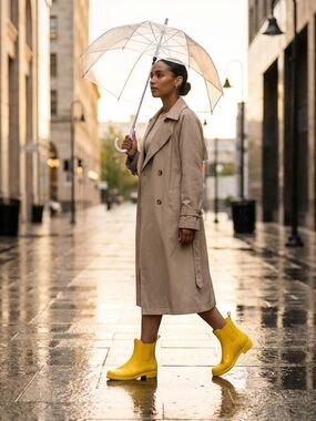 Esprit Yellow Gloss Chelsea Rain Ankle Boots